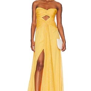 Likely Strapless Yellow Dress with Cutout